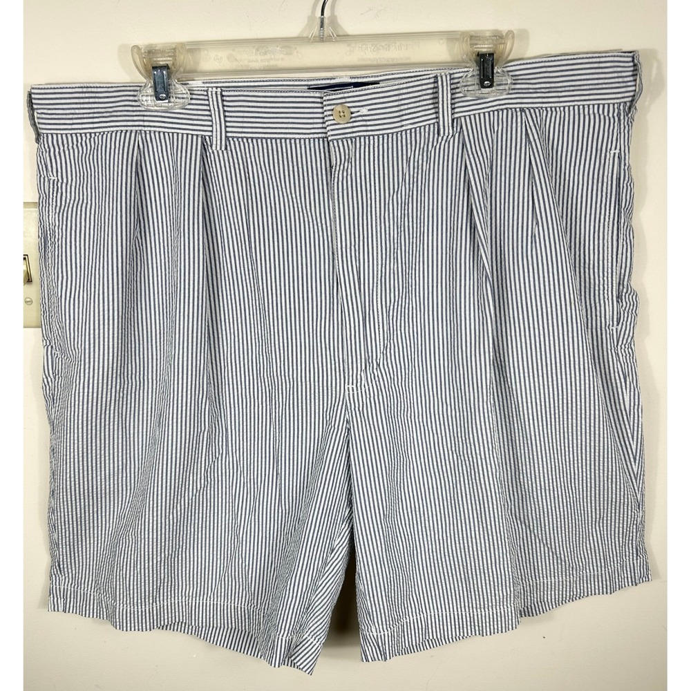 Polo Ralph Lauren Shorts Men 40 Blue Tyler Seersucker Striped Cotton 90s Vintage